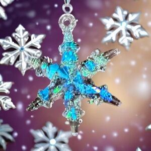 Blue and Silver Snowflake Pendant